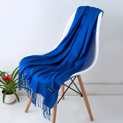 Cozy Warm Women Scarf - Long Fringe, Cashmere, Winter