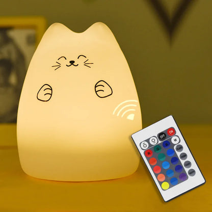 LED Night Light Cat Touch Sensor 16 Colors Dimmable USB Battery-Powered Silicone Lamp Kids Gift Back to School 2025 Glow