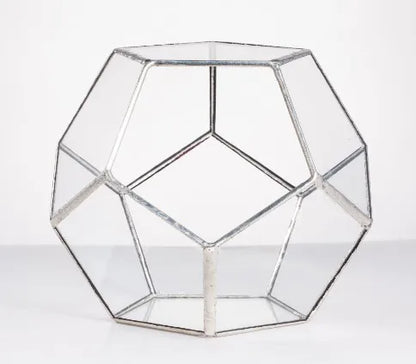 Glass Terrarium Gold Patterned Planter Contemporary Desktop Plant Display Fall 2025, Succulent Bonsai Gift