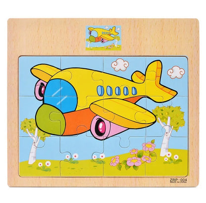 Vehicle Wooden Animal Puzzles for Kids Educational Gift