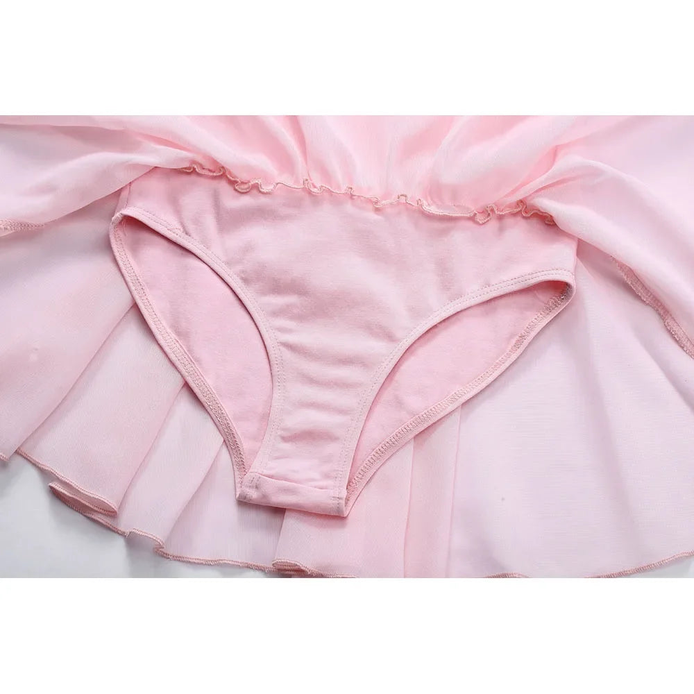 Plush girls ballet leotard with tutu - chiffon skirt, stretch fabric, for dance class