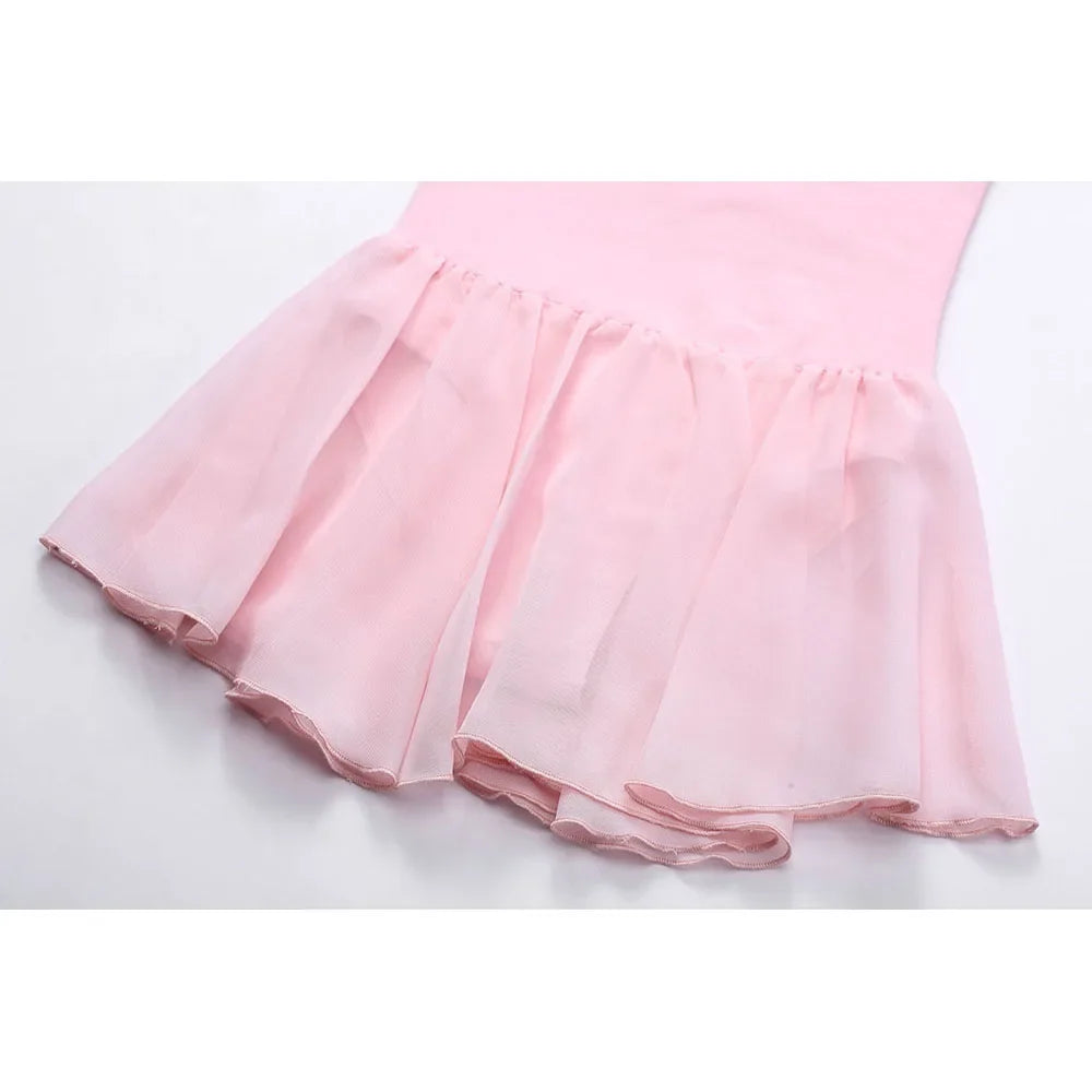 Plush girls ballet leotard with tutu - chiffon skirt, stretch fabric, for dance class