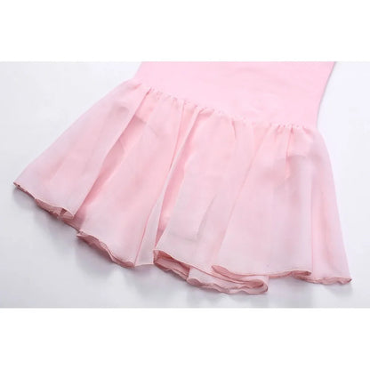 Plush girls ballet leotard with tutu - chiffon skirt, stretch fabric, for dance class