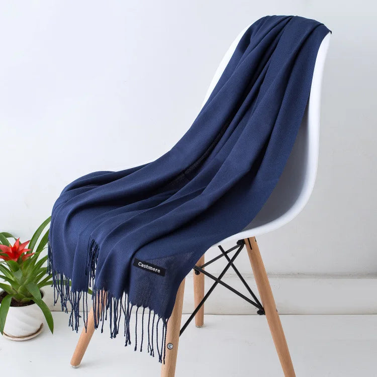 Cozy Warm Women Scarf - Long Fringe, Cashmere, Winter