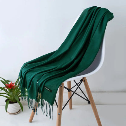 Cozy Warm Women Scarf - Long Fringe, Cashmere, Winter