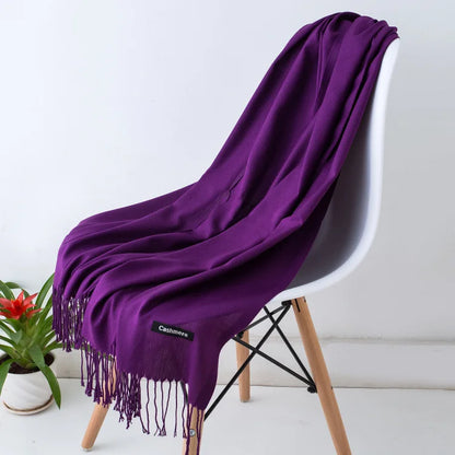 Cozy Warm Women Scarf - Long Fringe, Cashmere, Winter
