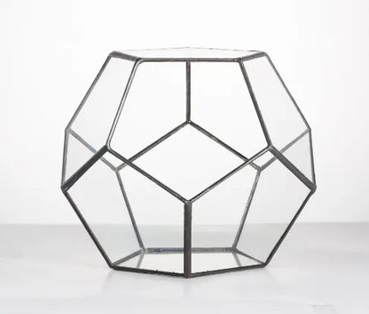 Glass Terrarium Gold Patterned Planter Contemporary Desktop Plant Display Fall 2025, Succulent Bonsai Gift