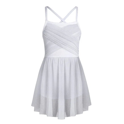 Light Girls' Dance Dress - Flowy, Glittery Mesh, Ballet & Gymnastics Costume