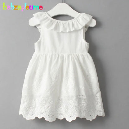 Plush Girls Dress - A-line, Sleeveless, Bow-Front Detail, Cotton-Polyester, Casual Summer Wear