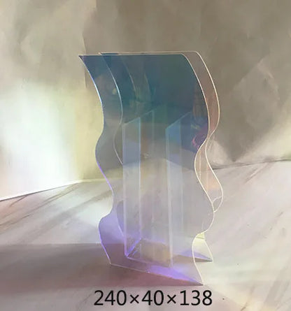 Acrylic Vase M Size Patterned Tabletop Vase Fall 2025 Rainbow Sunlight Reflection Desktop Household Decor Gift