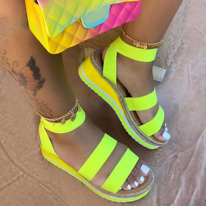 Women's Strap Cross Wedge Sandals, Breathable Lightweight Summer Footwear with Round Cup Shape, Non-Slip TPR Sole-4