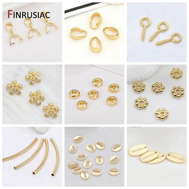 Gold 14K Plated Brass Jewelry Ring Connectors Pack 10Pc