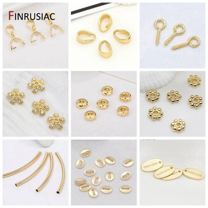 Gold 14K Plated Brass Jewelry Ring Connectors Pack 10Pc