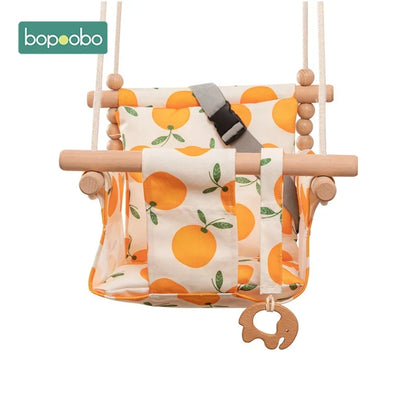 Swing Baby Canvas Seat Infant Hanging Swing 0-12 Months Wooden Rope Nursery Fall 2025 Safe Seat Belt
