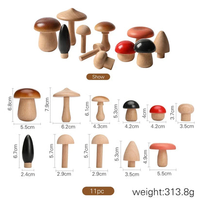 Wooden Toys Montessori Mushroom Blocks Kit Kids Educational Grasping Matching Toy Back To School 2025 Eco Friendly