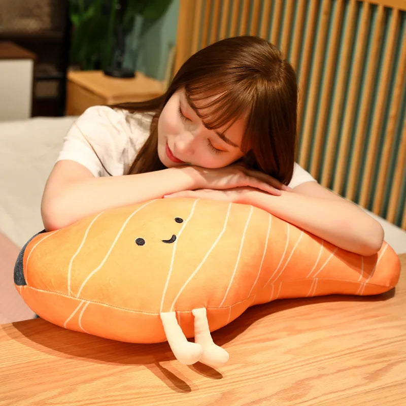 Plush Salmon Pillow Realistic Food Cushion Cozy Gift