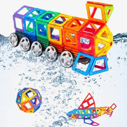 Educational Magnetic Building Blocks Kit - 40-Piece Colorful Constructor Toys for Kids, Triangle & Square Shapes, Fun Learning Activity