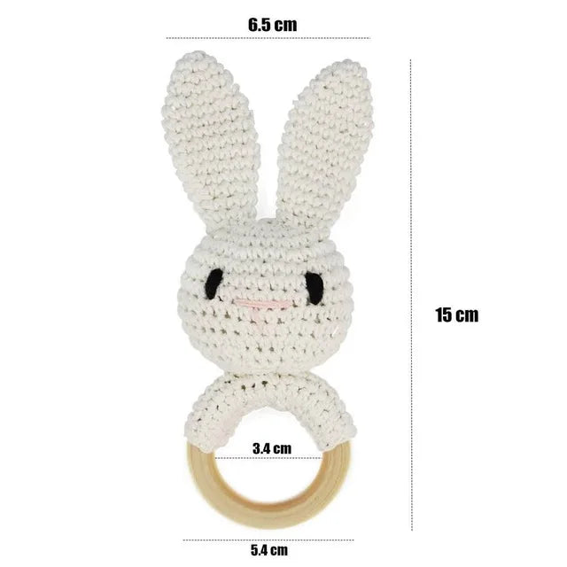 Bear Crochet Teether Rattle Ring Newborn Sensory Toys