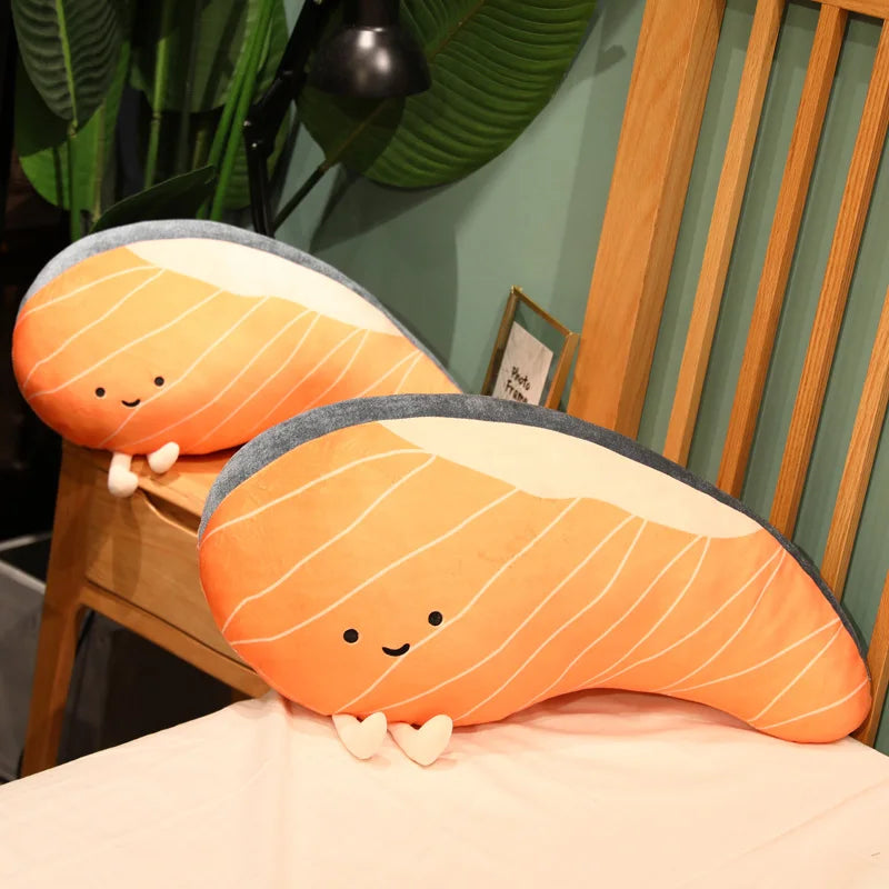 Plush Salmon Pillow Realistic Food Cushion Cozy Gift
