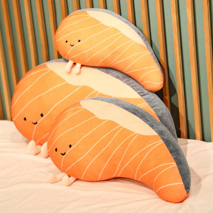 Plush Salmon Pillow Realistic Food Cushion Cozy Gift