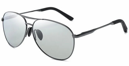Metal Aviation Frame Color Changing Sunglasses for Men, Pilot Day Night Vision Driving