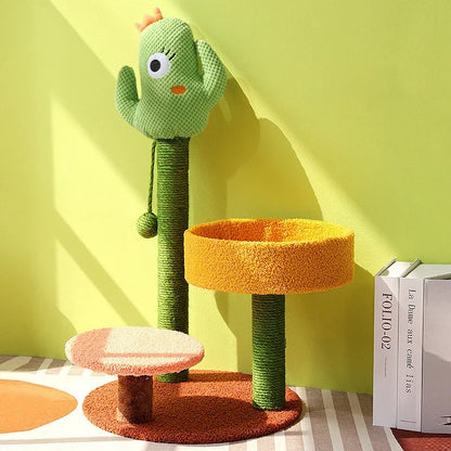 Tree Cat Cactus Style Sisal Tower Three Tier Scratching Post Cat Condo Fall 2025 Cozy Perches Gift