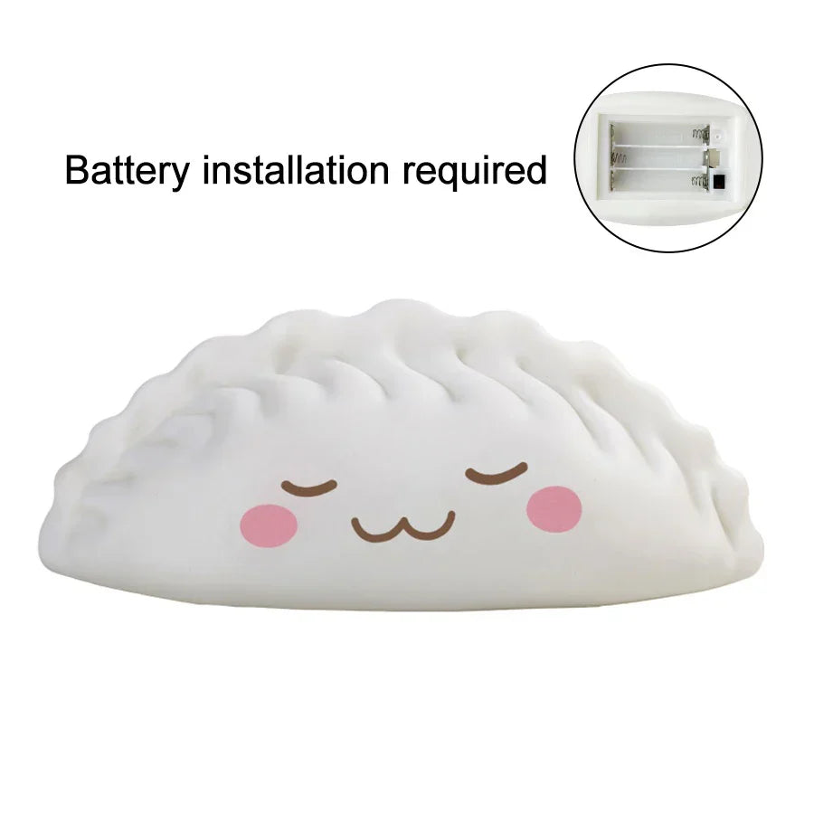 Night Light Battery-Powered LED Bun Dumpling Cartoon Bedside Lamp Fall 2025 Kids Bedroom Plush Sleep Gift