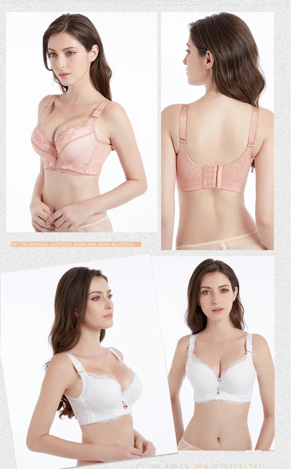 women's Flattering lace push-up bra - underwire 3/4 cup, nylon blend, everyday lingerie