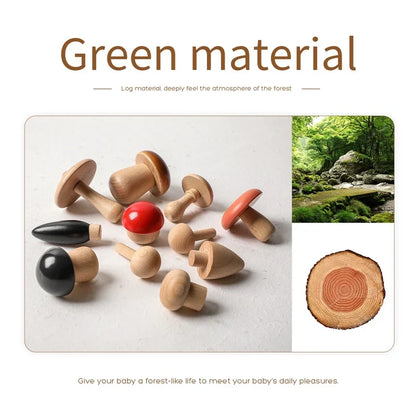 Wooden Toys Montessori Mushroom Blocks Kit Kids Educational Grasping Matching Toy Back To School 2025 Eco Friendly
