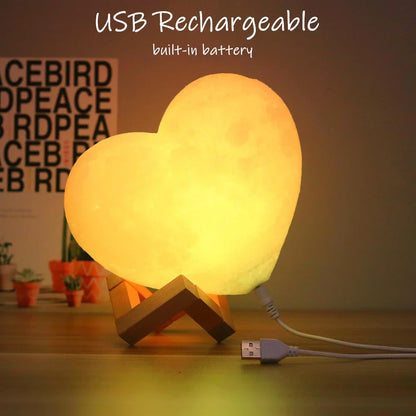 3D Moon Lamp Heart Shape Night Light USB Battery-Powered Remote Controlled Romantic Decor Fall 2025 Gift