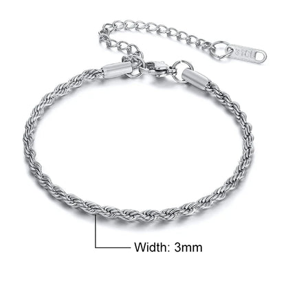 Steel Stainless Rope Chain Bracelet Twisted Singapore