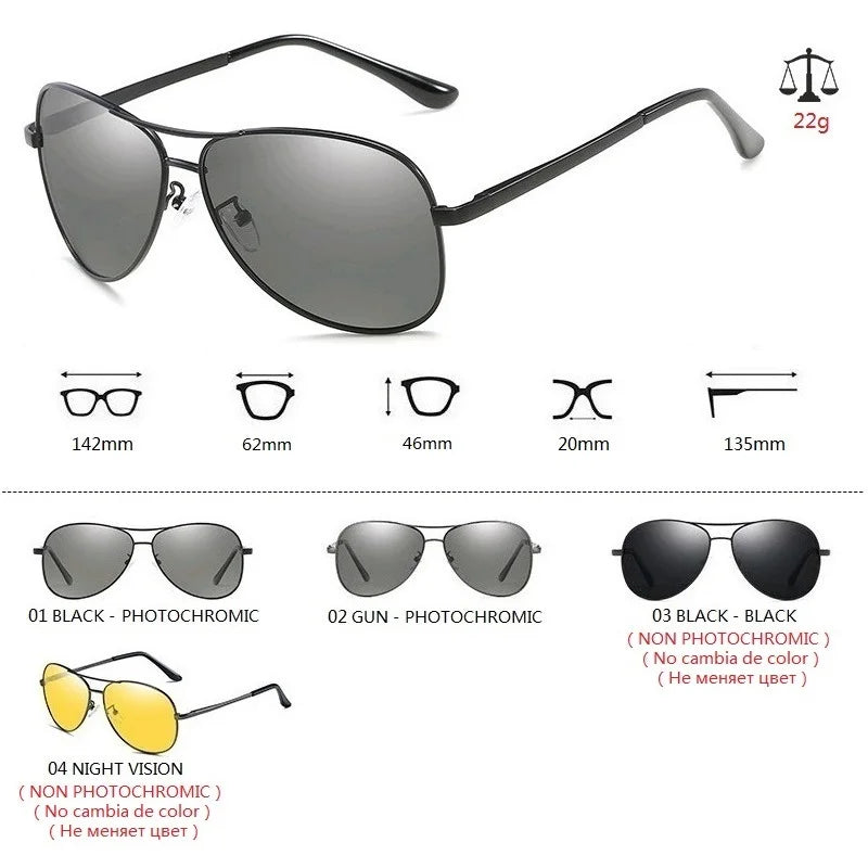 Sunglasses Photochromic for Men & Women - Chameleon Vintage UV400 Driving Glasses