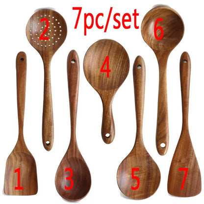 Eco-Friendly Cooking Spoons Non-Stick Safe 2026 – Organic Teak Wooden Kitchen Utensil Kit