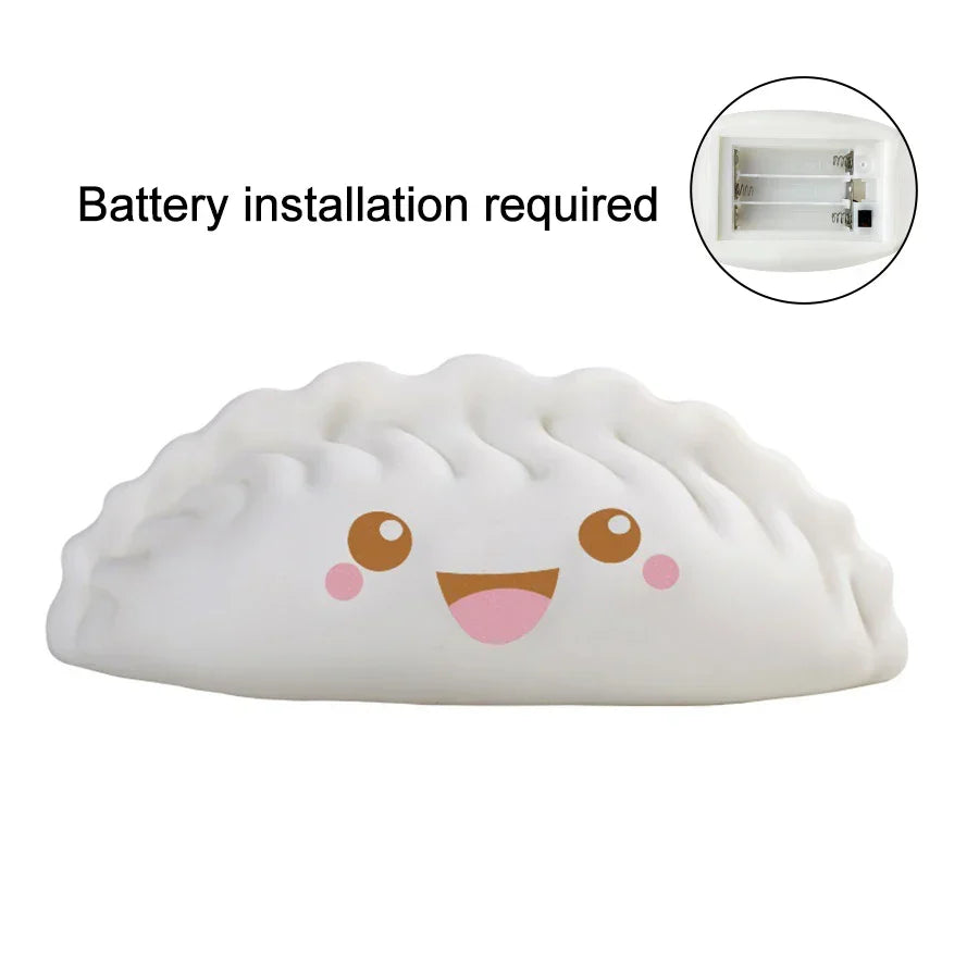 Night Light Battery-Powered LED Bun Dumpling Cartoon Bedside Lamp Fall 2025 Kids Bedroom Plush Sleep Gift