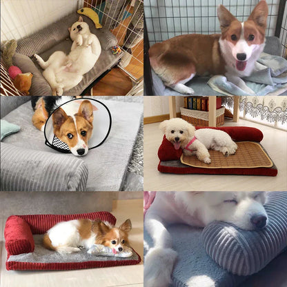 Dog Bed Coral Fleece L Shaped Sofa Bed Fall 2025 Water-Resistant Bolster Cushion Machine Washable Cozy Support