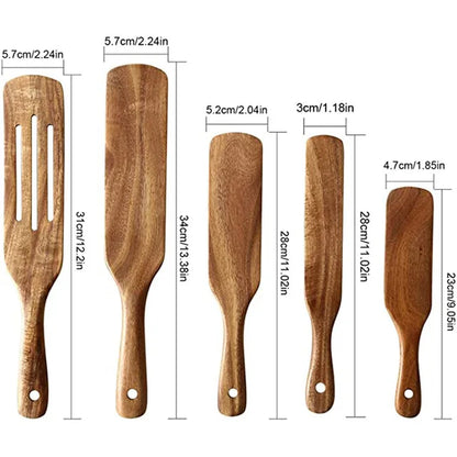 Eco-Friendly Cooking Spoons Non-Stick Safe 2026 – Organic Teak Wooden Kitchen Utensil Kit