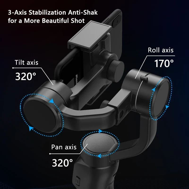 3-Axis Hand-Held Gimbal Stabilizer with Accessories - Anti Shake Smartphone Video Holder for Android & iPhone