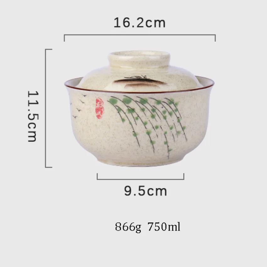 Bowl Ramen Large Ceramic With Lid Retro Fall 2025 Tableware