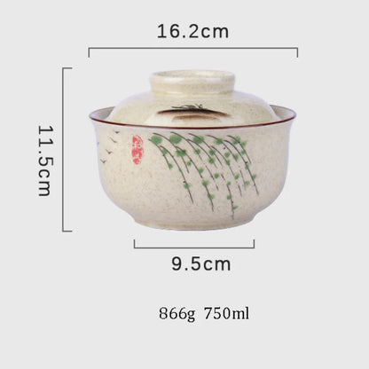 Bowl Ramen Large Ceramic With Lid Retro Fall 2025 Tableware