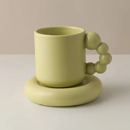 Ceramic Coffee Mug Lavender Porcelain Cup With Tray Scandinavian Handmade Household Decor Fall 2025 Gift