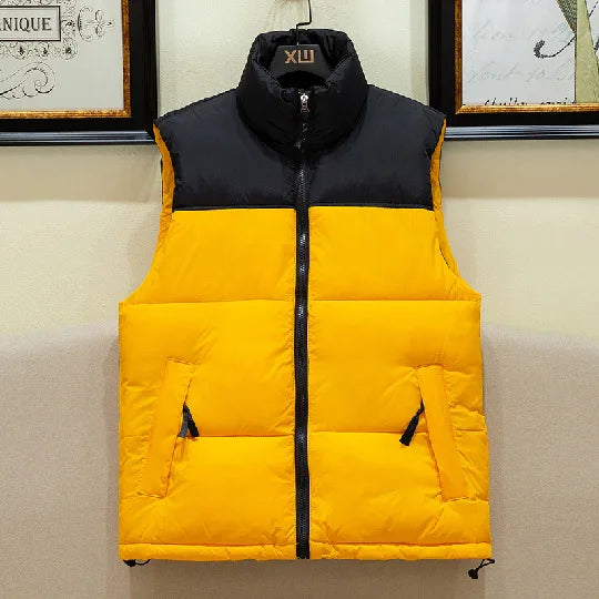 Men's Warm Puffer Vest - Sleeveless Quilted Down, Winter