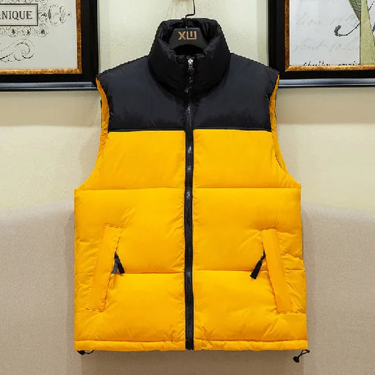 Men's Warm Puffer Vest - Sleeveless Quilted Down, Winter
