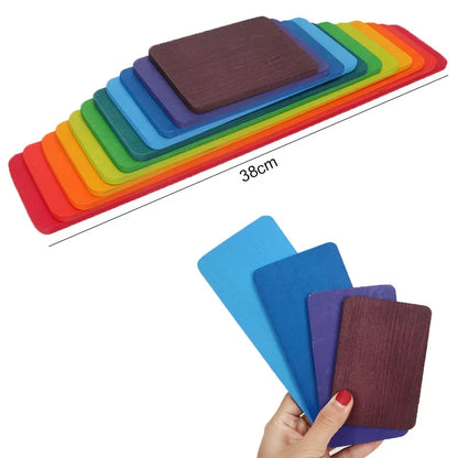 Rainbow Wooden Blocks Montessori Stacking Toys Wood Building Blocks Back to School 2025 Educational STEM Gift