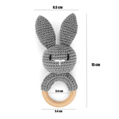 Bear Crochet Teether Rattle Ring Newborn Sensory Toys