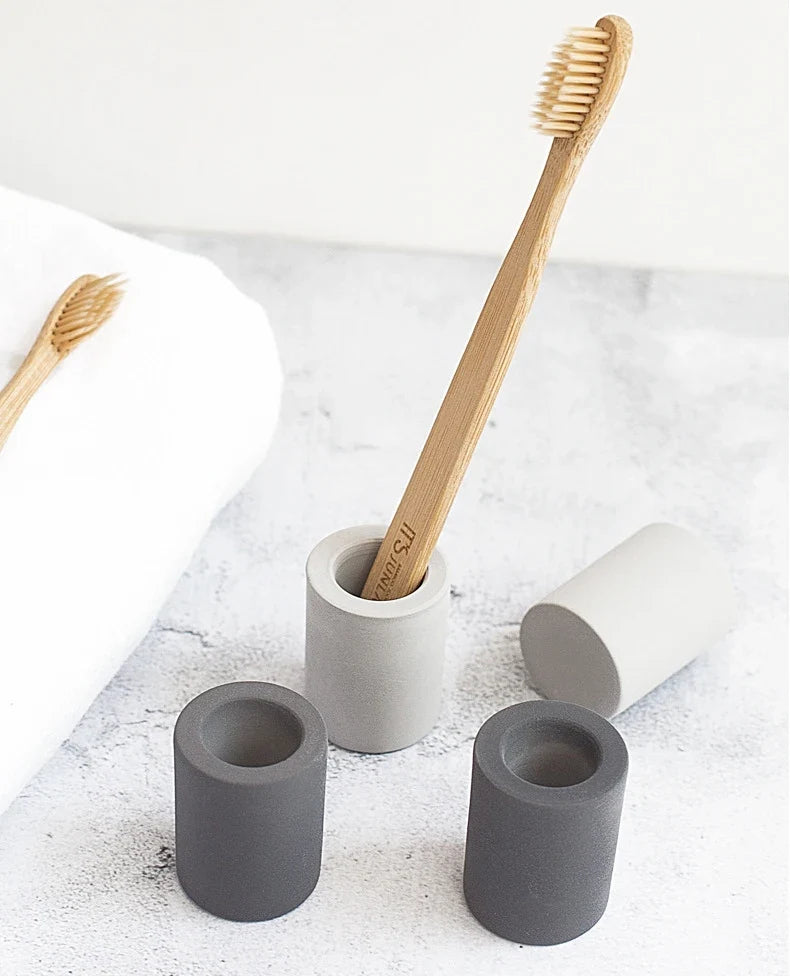 Travel-Friendly Travel Toothbrush Holder Device Kit - Diatomaceous Earth, Moisture Absorption, Grey