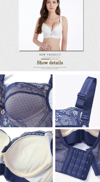 women's Flattering lace push-up bra - underwire 3/4 cup, nylon blend, everyday lingerie