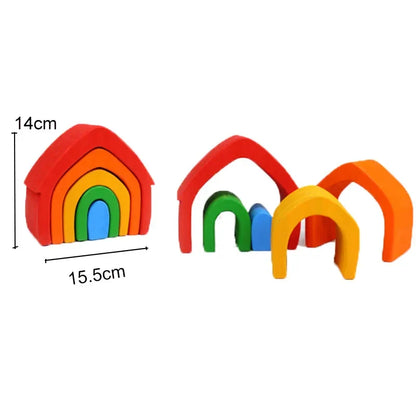 Rainbow Wooden Blocks Montessori Stacking Toys Wood Building Blocks Back to School 2025 Educational STEM Gift