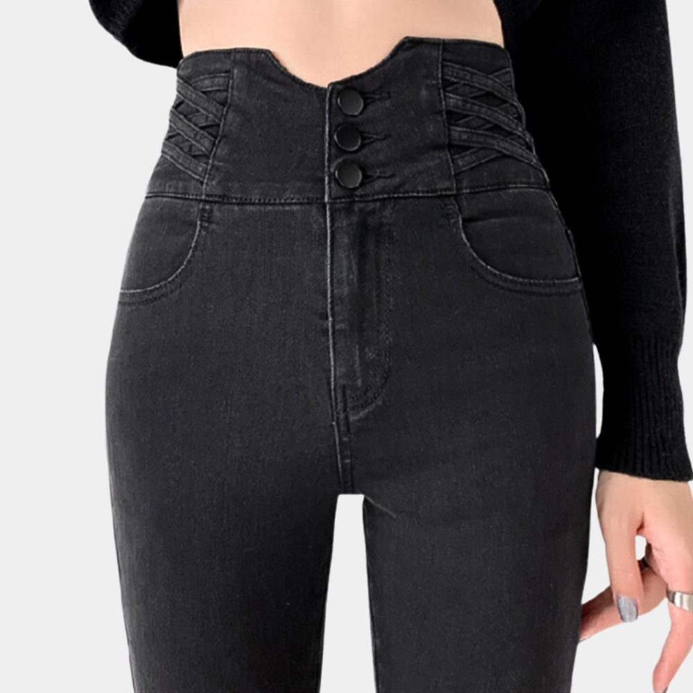 Hochtaillierte, figurbetonte Damenjeans – klassisch, robust, für den Alltag 0