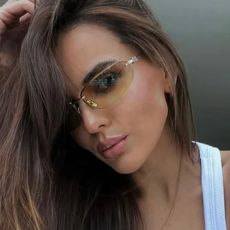 Hochwertige Damen Sonnenbrille – ovales rahmenloses Design, leichtes Material, für Outdoor-Aktivitäten 2