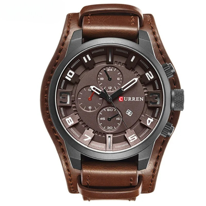 Hochwertige Herren Chronograph Armbanduhr – klassisches Design, echtes Leder, für Business und elegante Anlässe 3